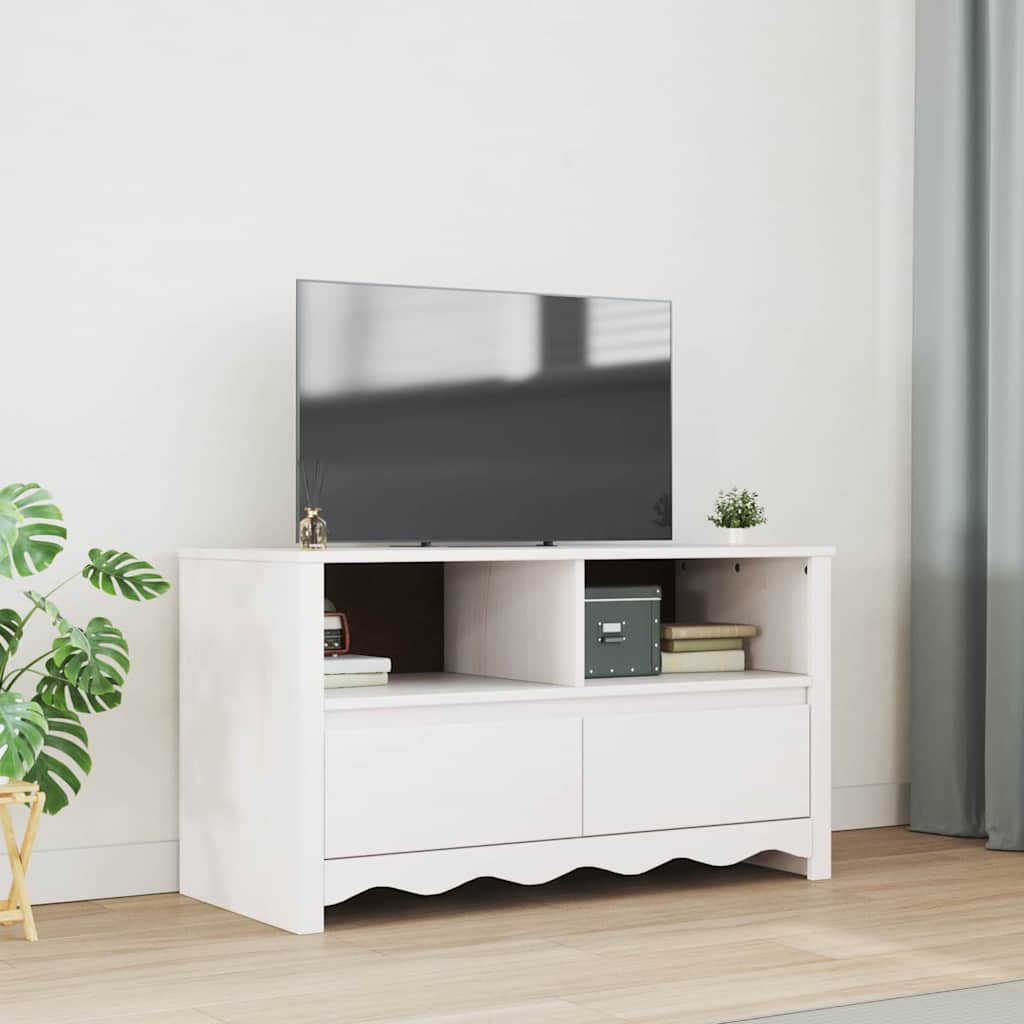 TV Cabinet Drammen White 99 x 43 x 55 cm Solid Pine wood
